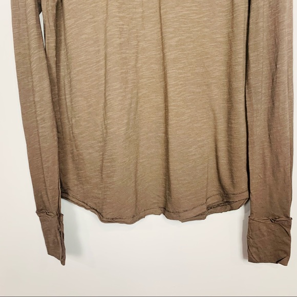 FREE PEOPLE | WE THE FREE NWT  ARDEN TEE LONG SLEEVE TEE LITE BARK BROWN SIZE S - Picture 7 of 10